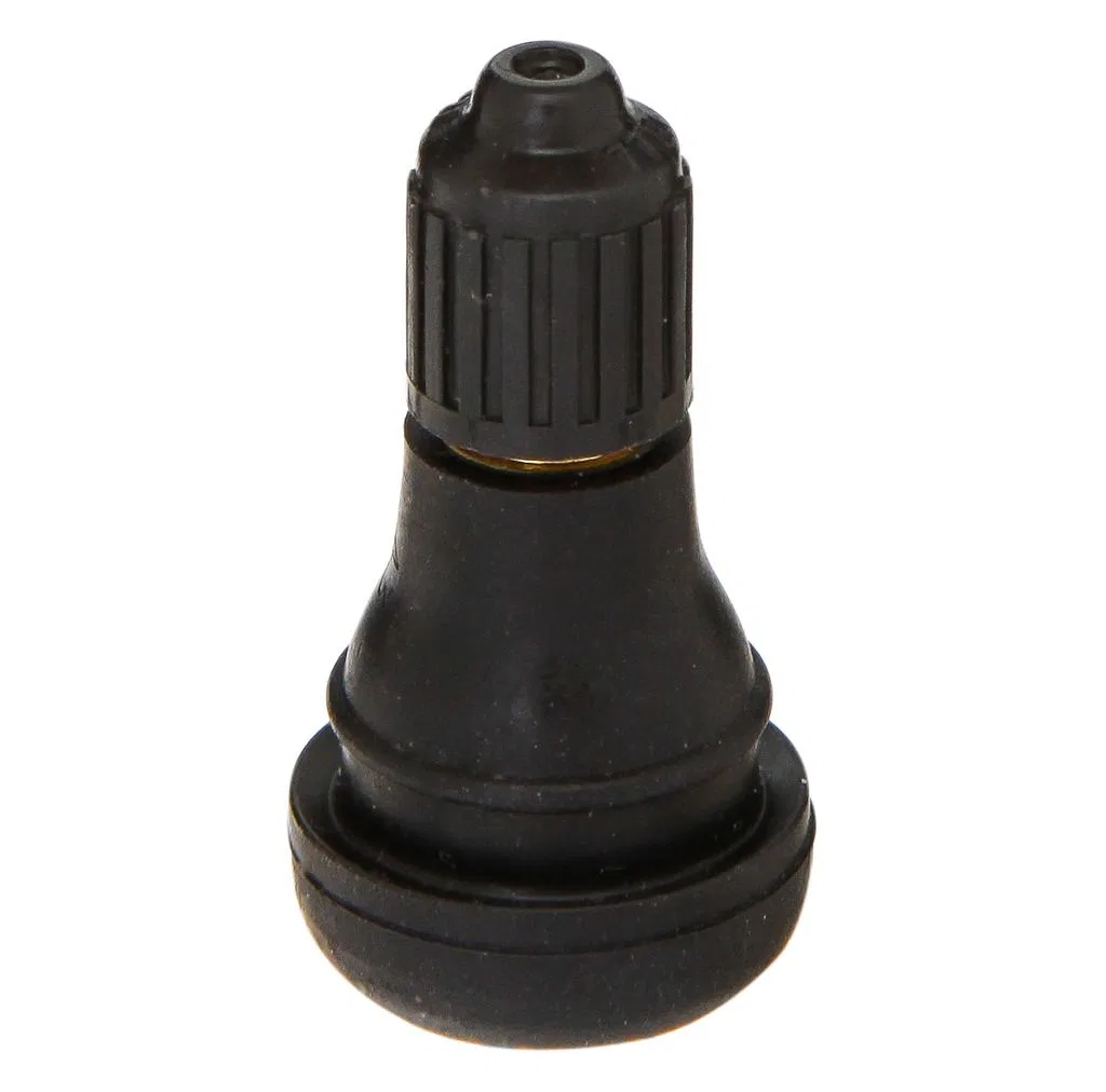 W9902SP – WC WHEEL ACC Valve Stem, Snap In mount Non TPMS Straight 65 PSI Max Black Rubber Round Top Serrated Plastic...